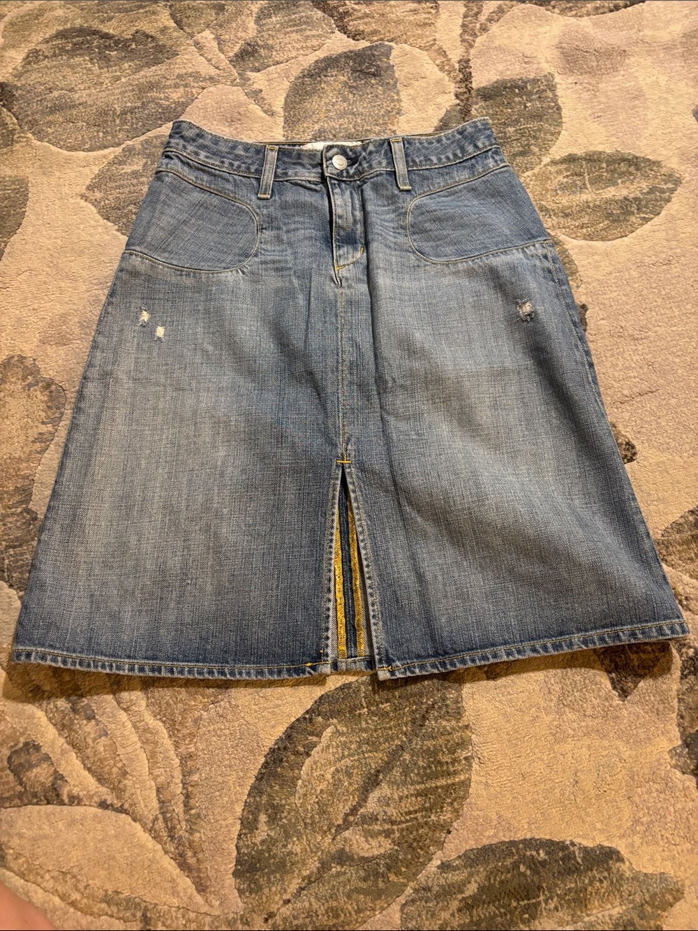 Denim Midi Skirt in Light Blue